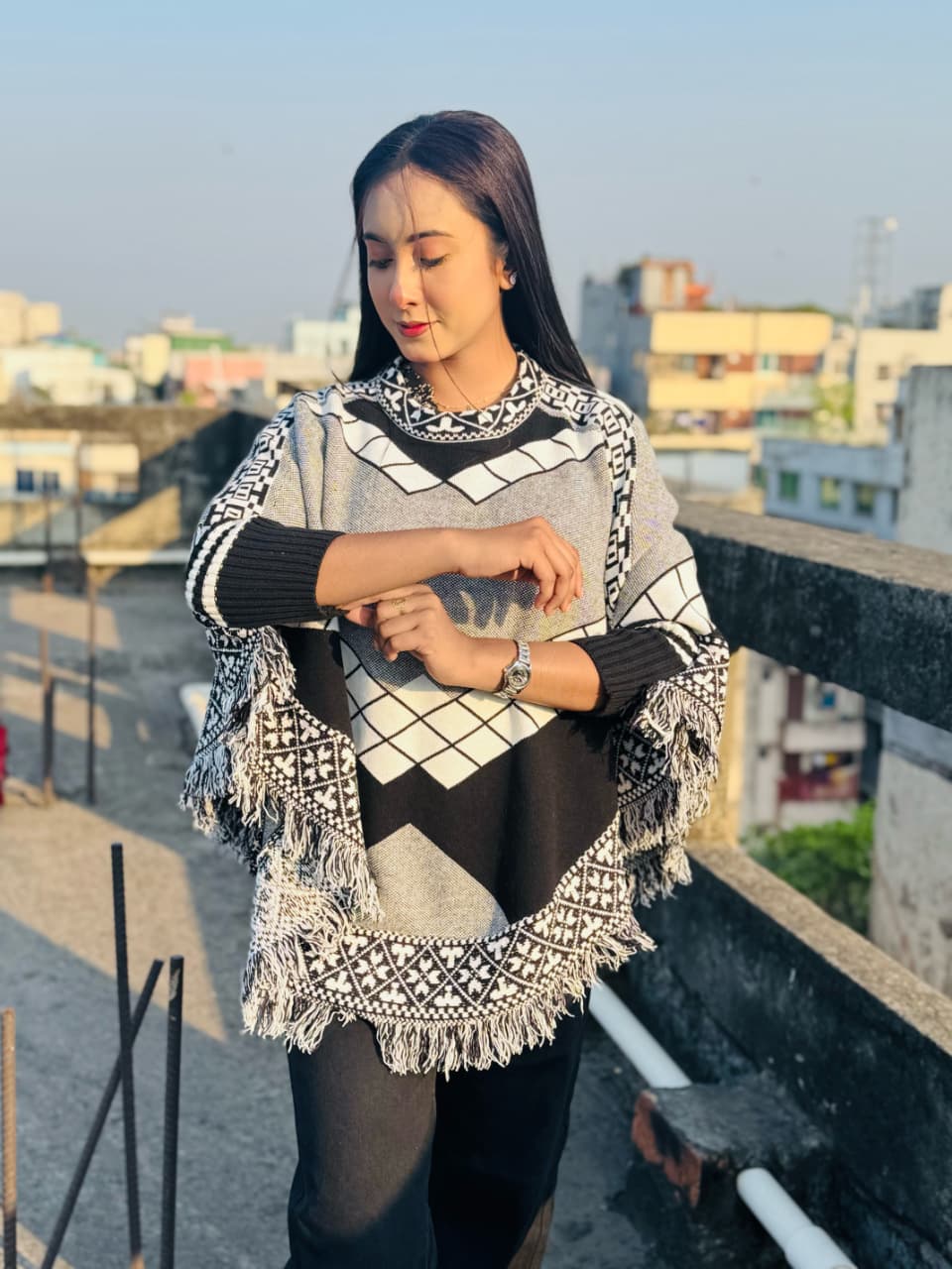 Ladies winter poncho